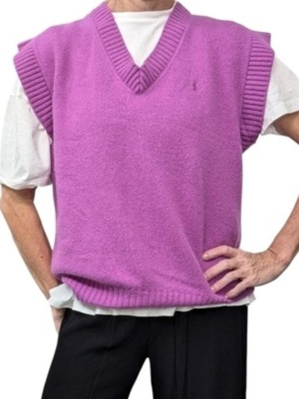 Ksubi Purple Pink Lambswool Cashmere Angora Oversized Sweater Vest XS